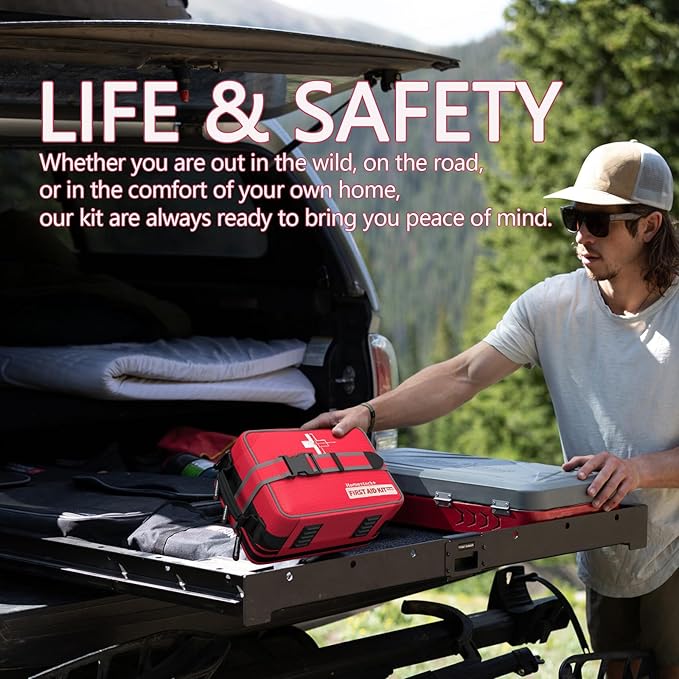 Advanced Comprehensive First Aid Kit with Well Organized Labelled Compartments Removable MOLLE System First Aid Trauma Kits for Car, Home,Camping, Office and etc.-401 Piece-StrideForce Fitness