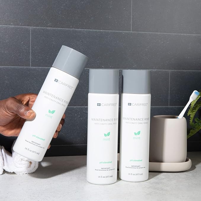 CariFree Maintenance Rinse, Mint Flavor, Anti-Cavity Fluoride Mouthwash, Dentist Recommended, Prevents Oral Decay, Freshens Breath, Alcohol-Free, Neutralizes pH (16 Fl Oz (Pack of 4)