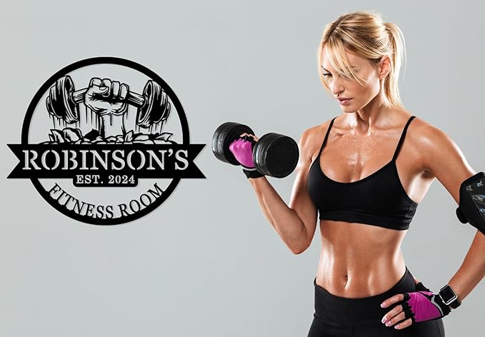 Personalized Home Gym Signs - Custom Metal Art for Workout Room – Enrich your Home Gym Decor with Unique Personalized Gym Sign & Weight Lifting - Custom Name Plaque-StrideForce Fitness