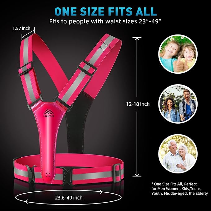 LED Reflective Vest Safety Gear, Light Up Vest for Night Walking Cycling, High Visibility Running Vest with Reflective Strips-StrideForce Fitness