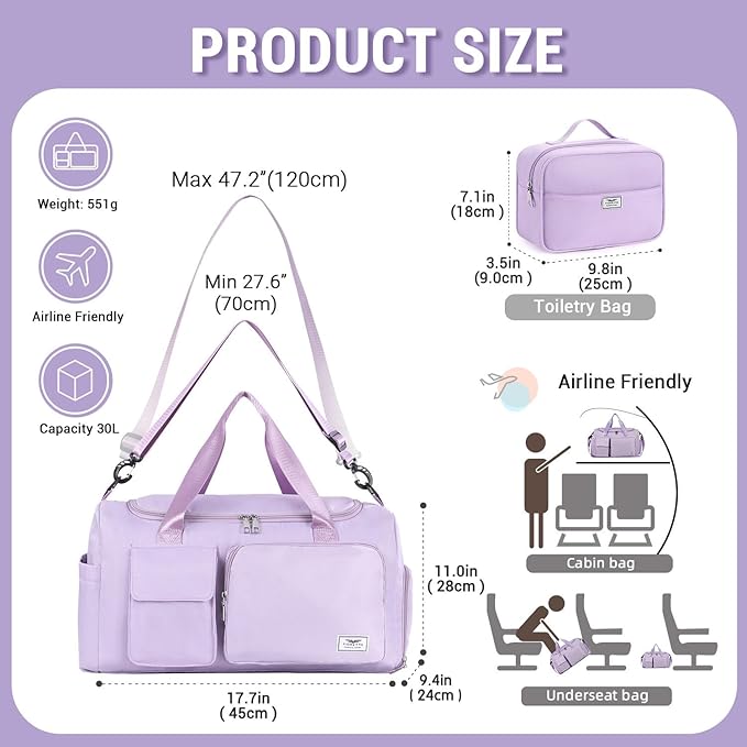 FIORETTO Women's Gym Duffle Bag with Shoes Compartment, 37L Capacity, Ideal for Travel, Gym, Sports, Duffel, Weekender-StrideForce Fitness