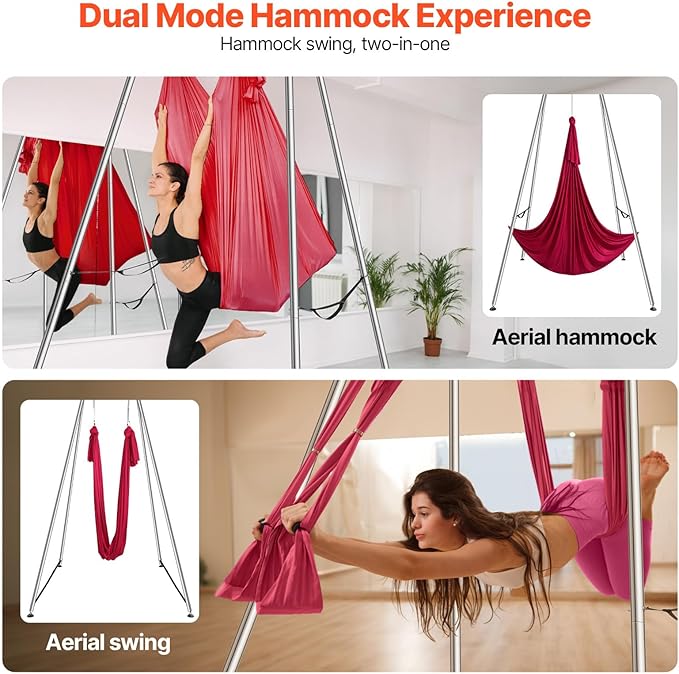 VEVOR Aerial Yoga Frame, 9.67 ft Height Swing Stand, Max 551.15 lbs Load Chrome-Plated Steel Pipe Inversion Yoga Rig for Indoor Outdoor Use-StrideForce Fitness