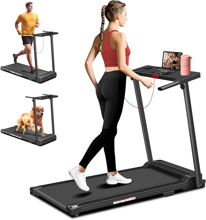 Portable Foldable Treadmills for Home, Small Folding Treadmill for Home Office with 300 LBS Capacity, Walking Running Exercise Electric Compact Treadmill with LED Display-StrideForce Fitness