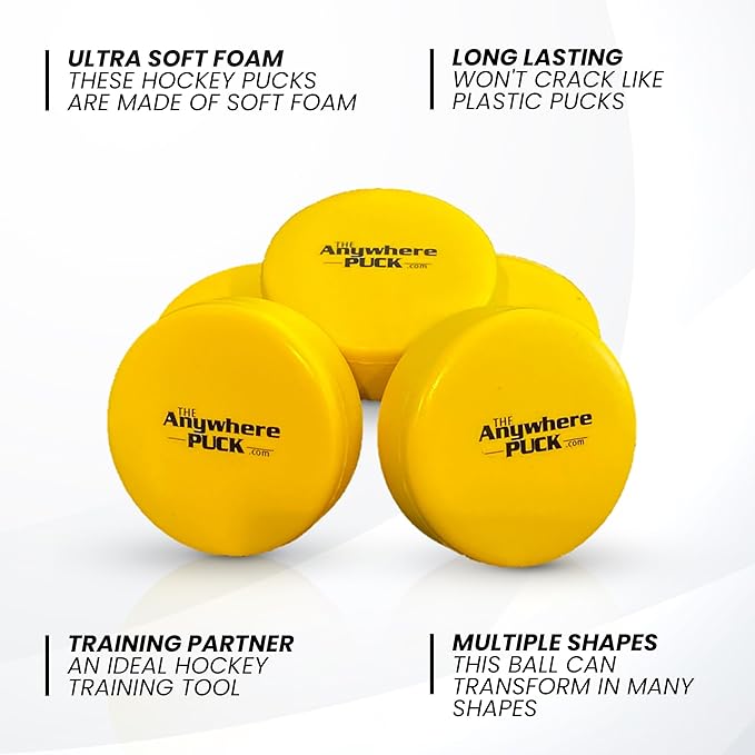 Nature Bound The Anywhere Puck Foam Hockey Training Puck (6 Pack with Drawstring Storage Bag), for Children and Adults, Indoor and Outdoor Use-StrideForce Fitness