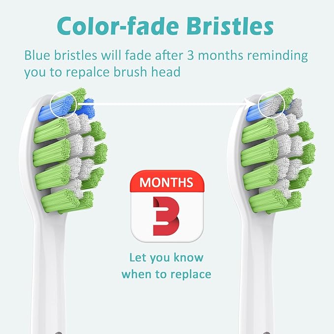 Replacement Toothbrush Heads for Philips Sonicare Click-on Electric Brushhead Blackwhite 8 Pack