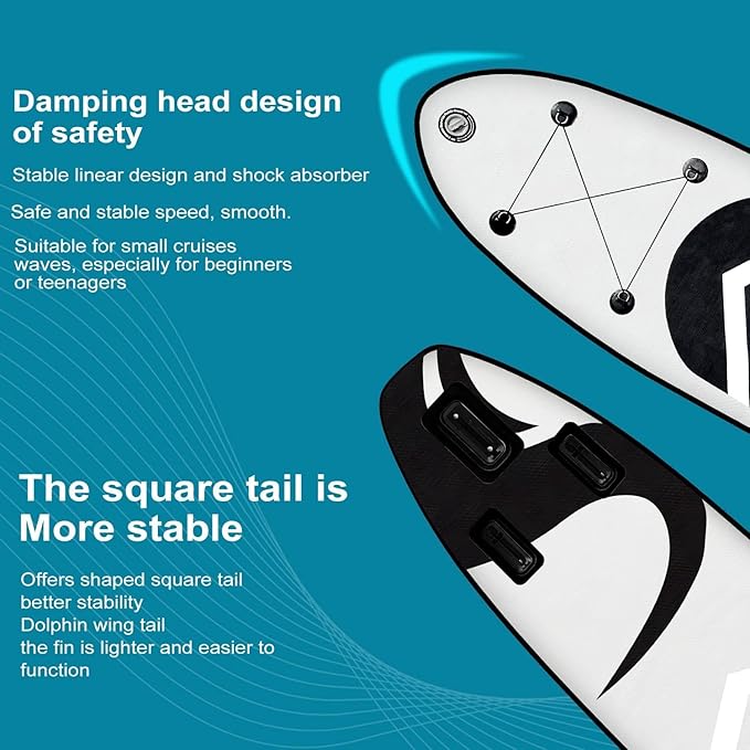 Inflatable Stand Up Paddle Board 10‘x30‘‘- Ultra-Light SUP with Backpack, Pump, Paddle, Coil Leash, 3 Fins, Repair Kit, Stable Design, Non-Slip EVA Deck for Adults & Youth-StrideForce Fitness