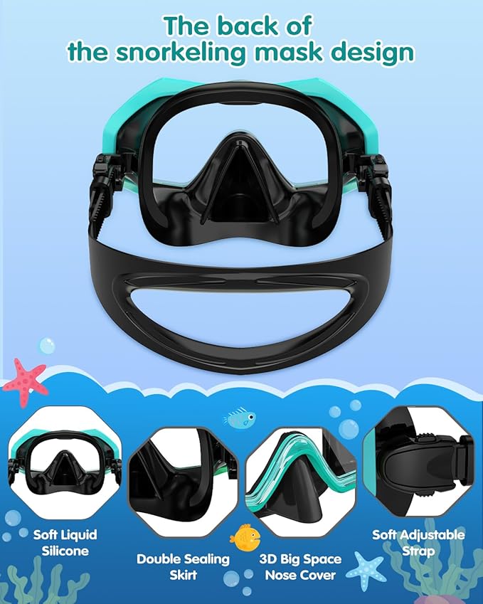 W WSTOO Kids Swim Goggles with Nose Cover,Snorkel Diving Swimming Mask for Youth 5-15,HD 3-Window Wide Vision Anti-Shattered Lens Anti-Fog&Leak-StrideForce Fitness