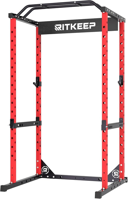 RitKeep Power Rack RMAX 2250 Multi-Function Power Cage for Strength Training - 1200lb Capacity Squat Rack with Multi-Grip Pull-Up Bar, Safety Bars, and J-Hook for Home Gym-StrideForce Fitness
