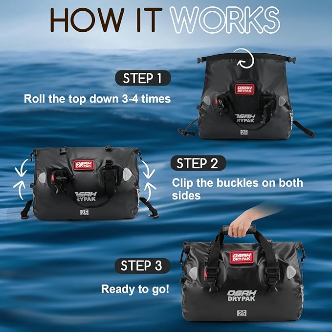 Waterproof Duffel Bag - Motorcycle Dry Bag Tail Bag with Large Storage Space, Waterproof Luggage Duffle Bags with Outer Mesh Zipper Pocket for Camping, Kayaking, Fishing & Traveling-StrideForce Fitness