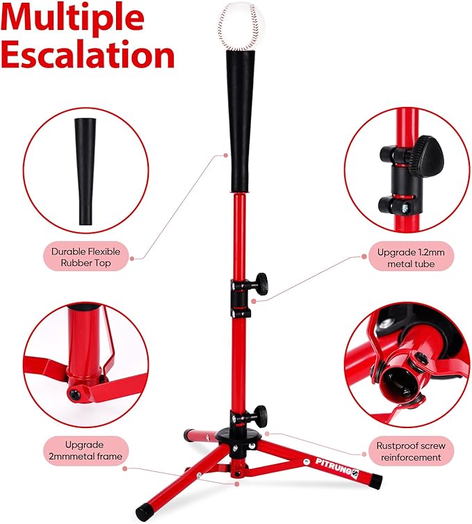 Baseball Softball Tee for Kids Toddles 3-10 Years Batting Hitting Tee T Ball Set Stand for Baseball Trainer Easy Adjustable Height 20.5''-29.5''Portable w/Carry Bag for Indoor Outdoor-StrideForce Fitness