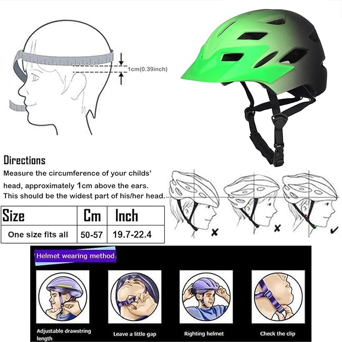 Kids Bike Helmet,Bavilk Kids Boys Girls Bike Helmets with LED Light Detachable Visor Children Youth Teen Multi-Sport for Skating Cycling Scooter Skateboard Adjustable & Lightweight 19.7"-22.4"-StrideForce Fitness