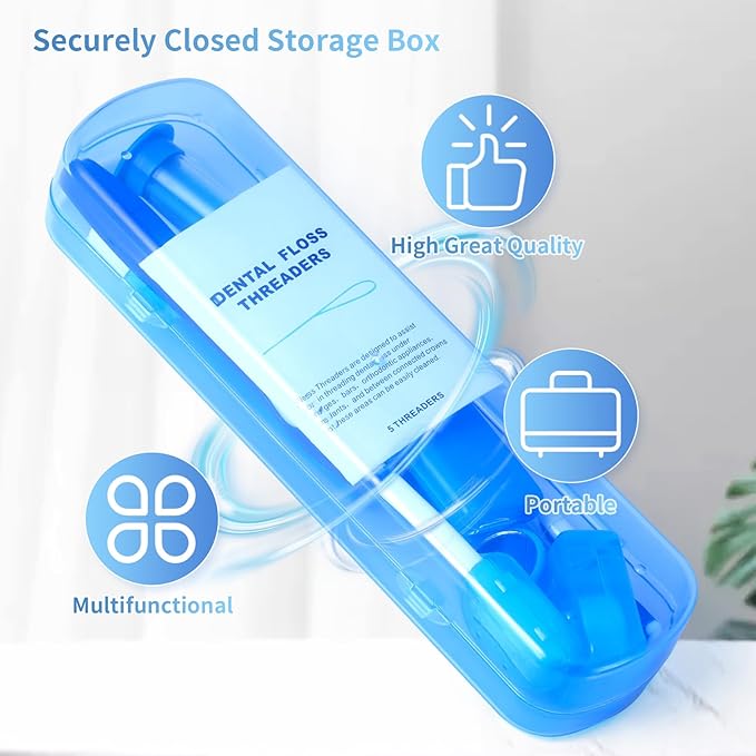 Annhua Braces Kit Cleaning 8 Pack for Orthodontic, Portable Tooth Cleaning Tools Family Oral Care Hygiene Set, Interdental Brush, Ortho Wax, Floss, Oral Mirror Included - Blue