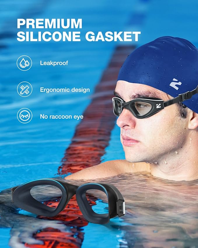 ZIONOR G1 Lite Swim Goggles with Swim Cap Comfortable Anti-fog Swimming Goggles Cap Set for Adult Men Women-StrideForce Fitness