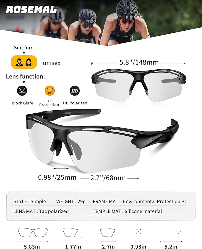 Polarized Sports Sunglasses for Men Women,UV400 Protection Sunglass for Running Cycling Fishing Hiking TR90-StrideForce Fitness