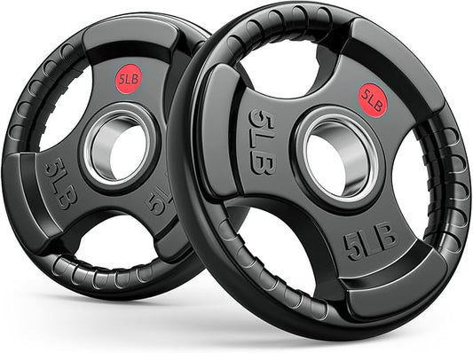 GIKPAL 2-inch Rubber Olympic Grip Weight Plates for Strength Training, Weightlifting in Home & Gym, Barbell Weights Plates Set (2.5/5/10/25/35/45 LB)-StrideForce Fitness