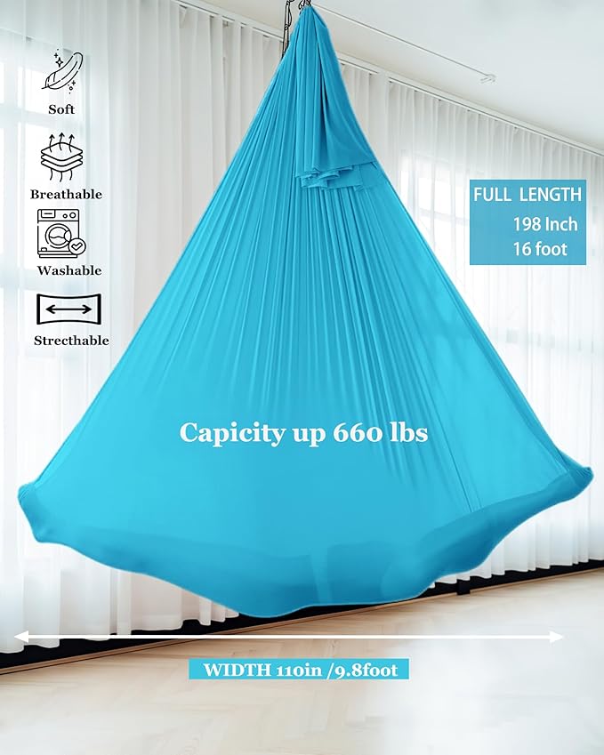 F.Life Aerial Silk Yoga Hammock & Swing for yoga Inversion,Strength training,starter hardware kit-StrideForce Fitness