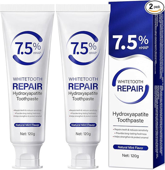 2 Pack Hydroxyapatite Toothpastes for Enamel Protection and Tooth Strengthening (4.23 Oz), Fluoride-Free Formula with Gentle Mint, for Sensitive Teeth, Daily Protection, Long-Lasting Fresh Breath