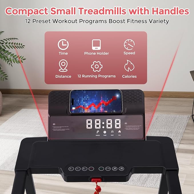 Walking Pad Treadmill with Handle Bar, 3.5HP Compact Electric Walking Pads Treadmills with Handles for Home Apartment Small, 0.6-10MPH Portable Foldable Folding Small Treadmill Home, 400LBS Capacity-StrideForce Fitness