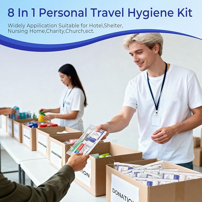 Xuezoioy 30 Sets Personal Hygiene Kit Bulk,9-IN-1 Green Disposable Toothbrushes with Toothpaste Floss Comb Soap Cover and Hotel Vanity Set Basic Travel Toiletry Supplies for Homeless,Travel,Guests