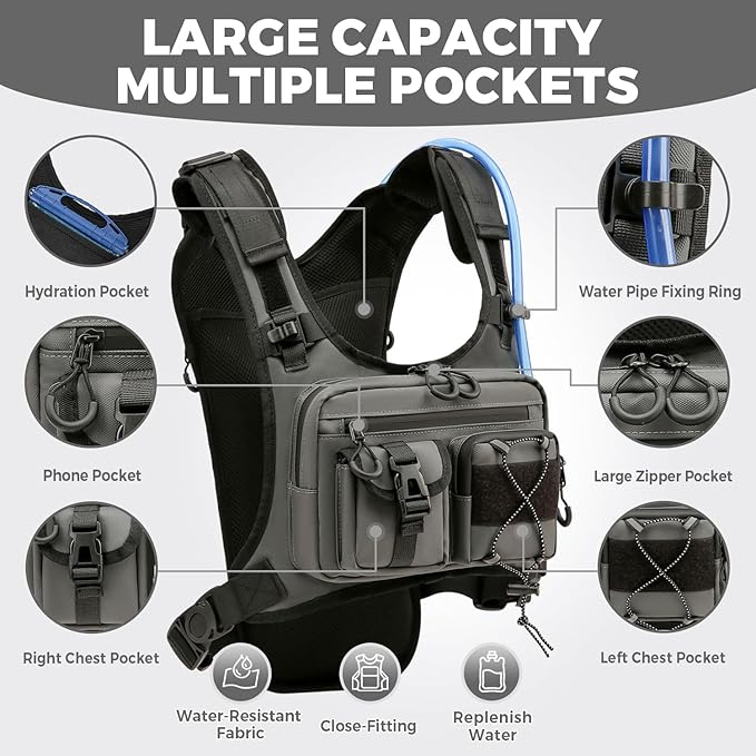 USA Original Patent Running Hydration Vest Backpack, Lightweight Chest Pack with 2.0L Water Bladder Bag Daypack for Hiking Running Cycling Race Marathon for Women Men-StrideForce Fitness