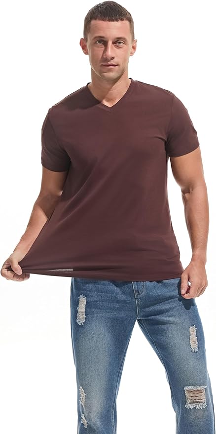 VEIISAR Premium V Neck T Shirts for Men - Modern Fitted Tees Vneck Undershirts-StrideForce Fitness