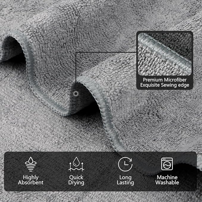 Orighty Gym Towels, Highly Absorbent Sweat Towels, Soft and Quick Drying Gym Towel for Daily Use, Multi-Purpose Towel for Sport, Salon, Spa, Hotel, 16 x 27 Inch, Grey, 3 Pack-StrideForce Fitness