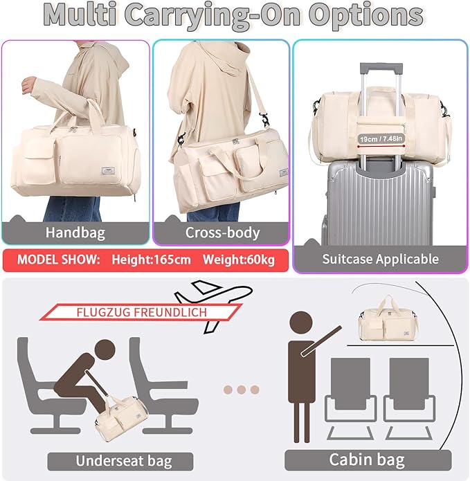 FIORETTO Women's Gym Duffle Bag with Shoes Compartment, 37L Capacity, Ideal for Travel, Gym, Sports, Duffel, Weekender-StrideForce Fitness