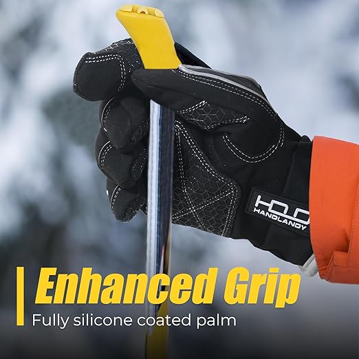 HANDLANDY Waterproof Insulated Work Gloves, 3M Thinsulate Thermal Winter Gloves for Men Women Touch Screen, Warm Ski Snowboard Cold Weather Gloves (Black, Large)-StrideForce Fitness