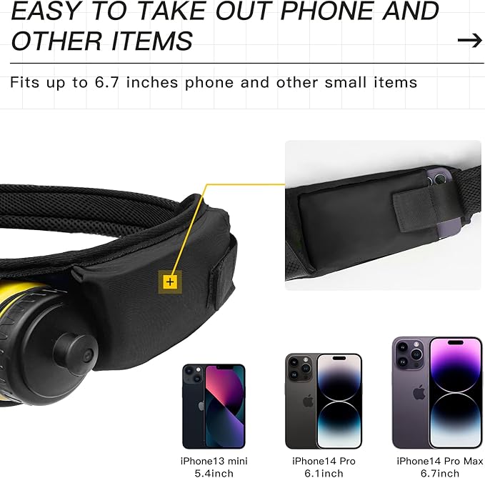 PYFK Running Belt Hydration Waist Pack with Water Bottle Holder for Men Women Waist Pouch Fanny Bag Reflective-StrideForce Fitness