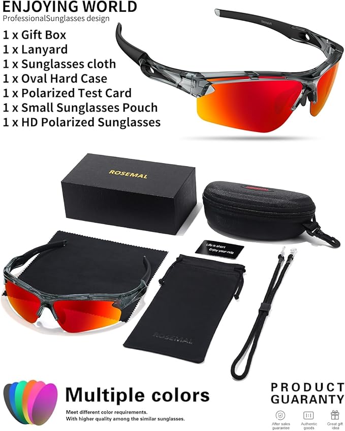 Polarized Sports Sunglasses for Men Women,UV400 Protection Sunglass for Running Cycling Fishing Hiking TR90-StrideForce Fitness