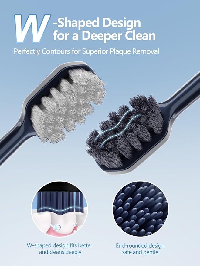 7MAGIC Sonic Electric Toothbrush for Adults and Kids - Up to 180 Days Runtime, 42000 VPM Powered Toothbrush, 5 Modes & 3 Intensities for Sensitive Teeth & Braces, Includes 8 Brush Heads, Navy Blue