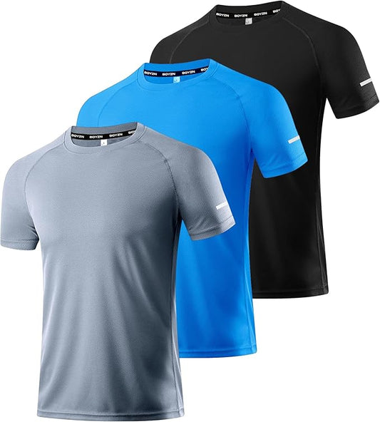 Boyzn 1, 3, 5 or 7 Pack Men's Workout Running Shirts, Dry Fit Moisture Wicking T-Shirt, Gym Athletic Short Sleeve Tee Shirts-StrideForce Fitness