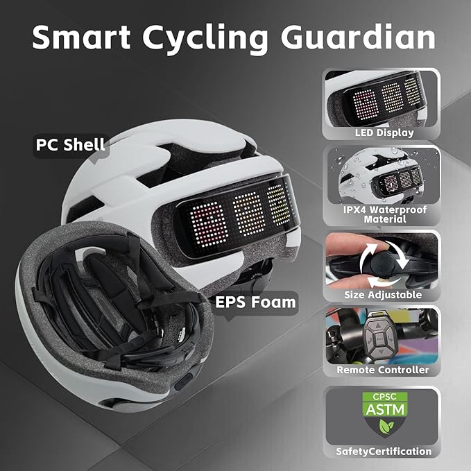 Smart Bike Helmet with Light: Bicycle Helmets for Adult Teens for Mountain & Road Cycling Electric Scooter Skateboard Skating-StrideForce Fitness