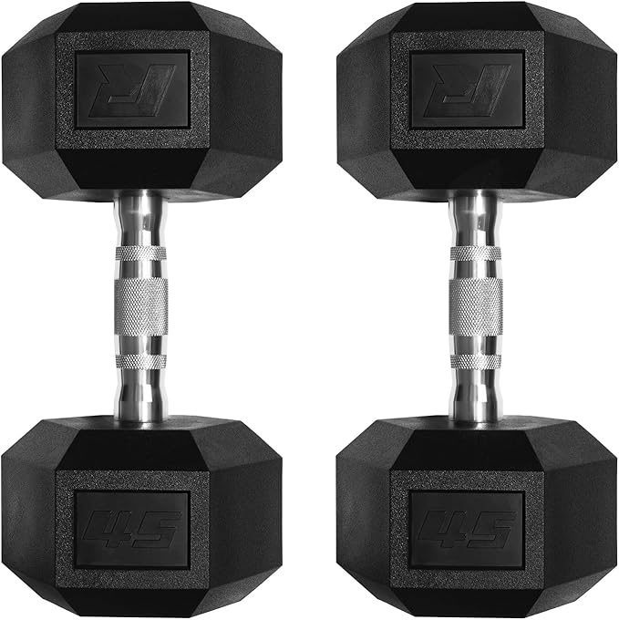 RitFit 5-650 LBS PVC Encased Hex Dumbbell Sets with Optional Rack for Home Gym, Hand weight with Chrome Handle for Strength Training, Workouts-StrideForce Fitness