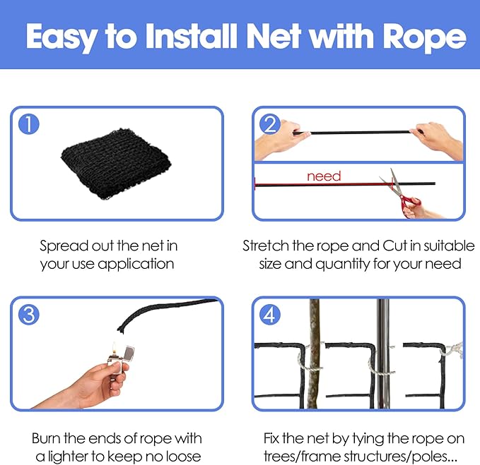 Soccer Backstop Net, High Impact Barrier Net, Nylon Practice Sports Netting 10x20ft/10x30ft/10x40ft (Installation Rope Included)-StrideForce Fitness