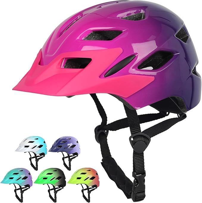 Kids Bike Helmet,Bavilk Kids Boys Girls Bike Helmets with LED Light Detachable Visor Children Youth Teen Multi-Sport for Skating Cycling Scooter Skateboard Adjustable & Lightweight 19.7"-22.4"-StrideForce Fitness