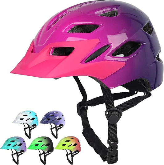 Kids Bike Helmet,Bavilk Kids Boys Girls Bike Helmets with LED Light Detachable Visor Children Youth Teen Multi-Sport for Skating Cycling Scooter Skateboard Adjustable & Lightweight 19.7"-22.4"-StrideForce Fitness