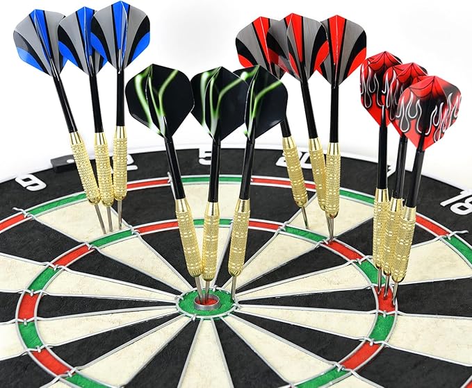EVA Dartboard Surround Wall Protector, Sisal/Bristle Dartboard and 18g Steel Tip Darts Set Optional-StrideForce Fitness