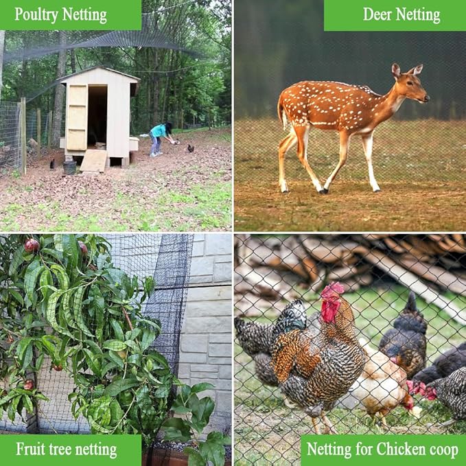 Bird Netting 15x15 Ft, 1/2In Mesh Heavy Duty Garden Netting Pest Barrier for Plants, Fruit Trees, Vegetables, Extra Strong Woven Mesh Netting, Animal Fencing Against Birds, Deer, Poultry-StrideForce Fitness