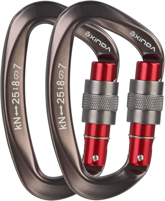 Screwgate Locking Carabiner Clip - Professional Rock Climbing Carabiner Screw Lock,Heavy Duty Carabiners for Climbing,Mountaineer,Hammock,Camping,Outdoor Equipment-StrideForce Fitness