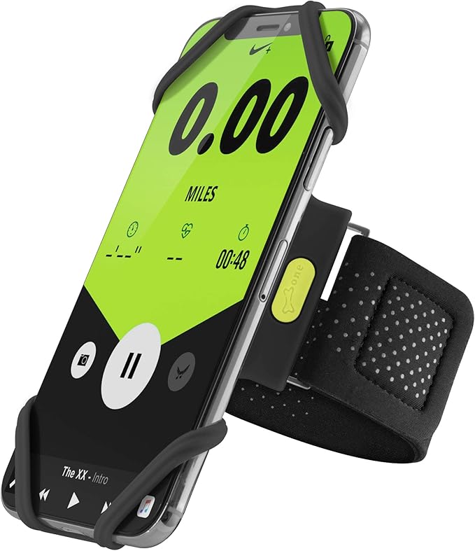 【Bone】 Run Tie Running Armband Phone Holder, Cell Phone Arm Band for Apple iPhone 14 13 12 11 Pro Max Mini XS XR X 8 7 6 Plus Galaxy S10 S9 S8 Smartphone, Phone Size 4-6.7" Black XL-StrideForce Fitness