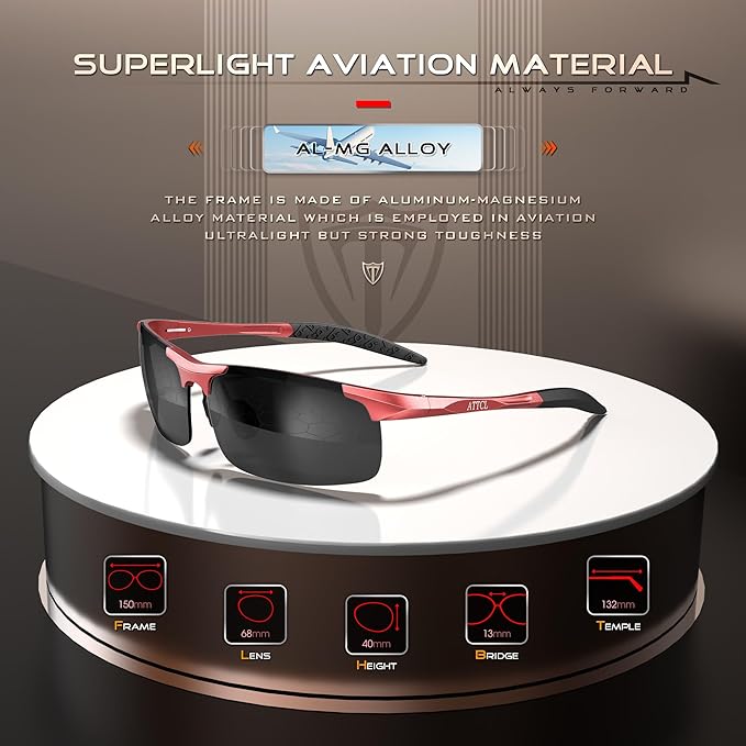 ATTCL Men's Sports Polarized Sunglasses Men for Driving running Fishing Golf - UV Protection Sun glasses Metal Frame-StrideForce Fitness