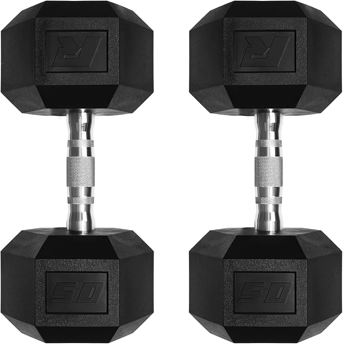 RitFit 5-650 LBS PVC Encased Hex Dumbbell Sets with Optional Rack for Home Gym, Hand weight with Chrome Handle for Strength Training, Workouts-StrideForce Fitness