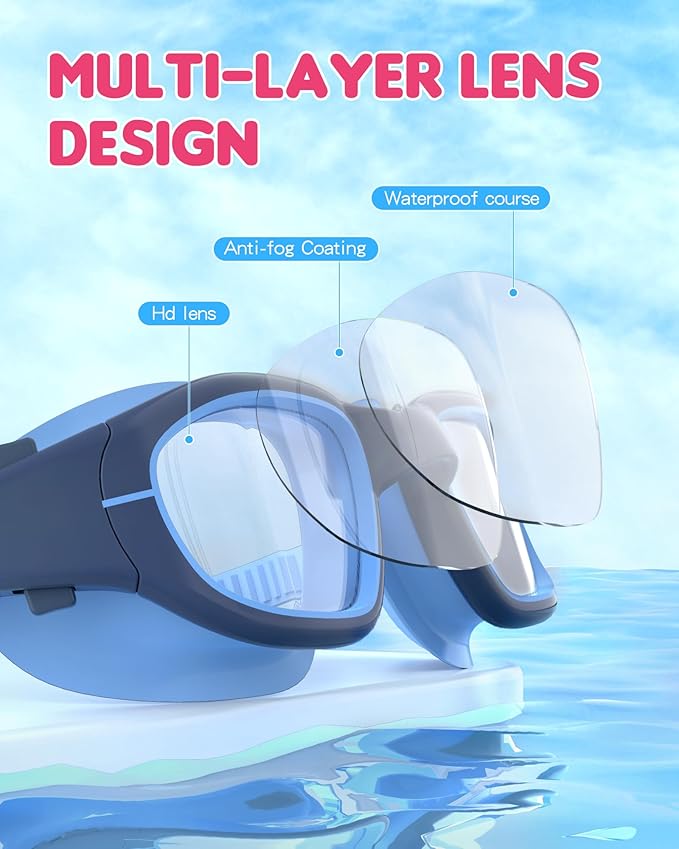 Kids Swim Goggles,Swimming Goggles for Kids 6-14, Anti-Fog UV Protection Pool Glasses for Boys Girls-StrideForce Fitness