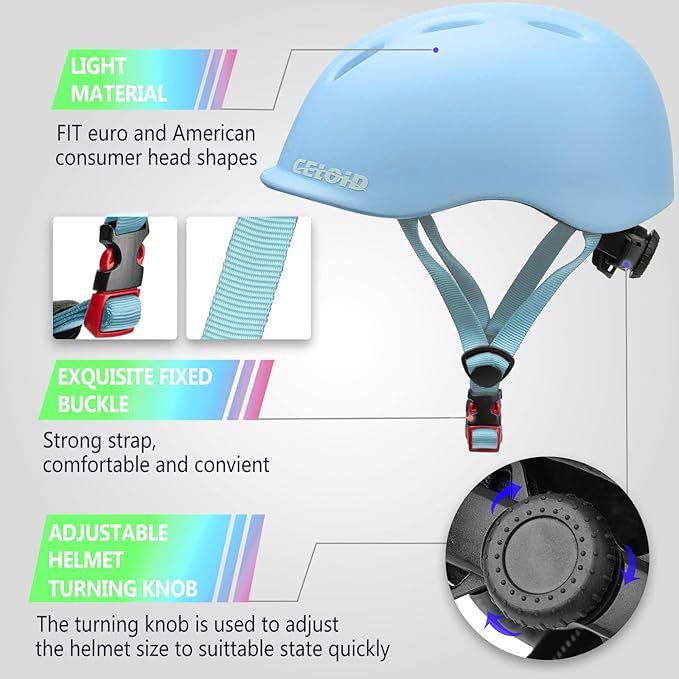 Kids Bike Helmet,Toddler Cyling Helmets for Ages 5-8-9-10-12-14-16Years Youth Boys & Girls,Child Adjustable Multi-Sport Bicycle Skateboard Roller Skate Scooter Balance Skateboarding Helmet-StrideForce Fitness