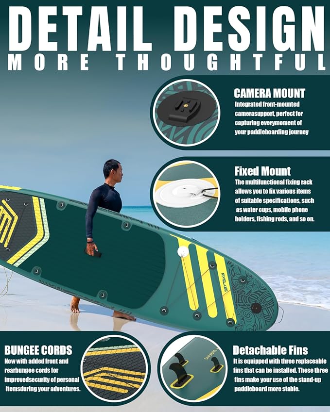 Inflatable Paddle Board 11' x 35'' Wide Stable Design,Stand Up Paddleboard with Sup Accessories Backpack,Pump,Ankle Leash,Adjustable Paddle,Non-Slip Comfort Deck for Adult Youth-StrideForce Fitness