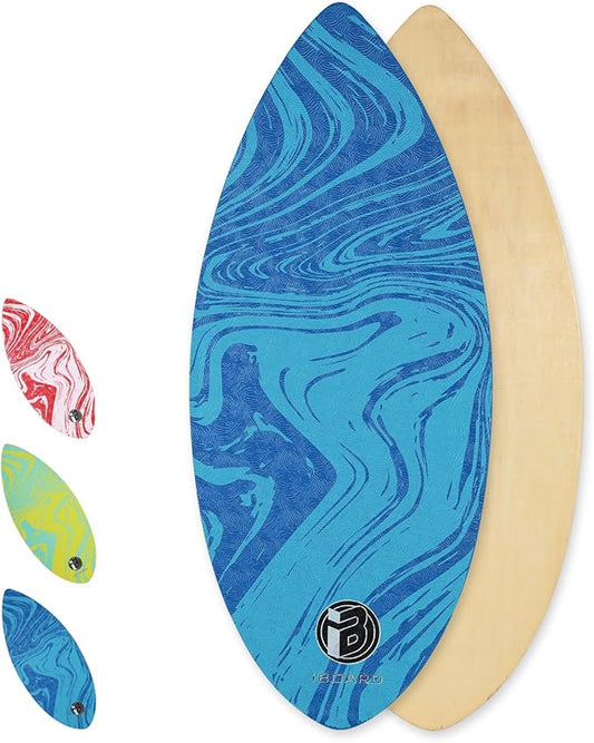 41” Skipper Skimboard with High Gloss Coat Wooden Skim Boards for Beginners, Teenagers and Adults Beach Skimboard 3 Color Traction Pad to Choose-StrideForce Fitness