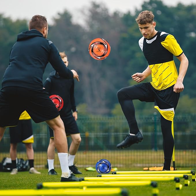 12 Pcs Soccer Balls for Teen Adult Bulk Deflated Soccer Ball with Pump Size 5 Indoor Outdoor Training Practice for School Sports Game Birthday Gifts Party Back to School-StrideForce Fitness