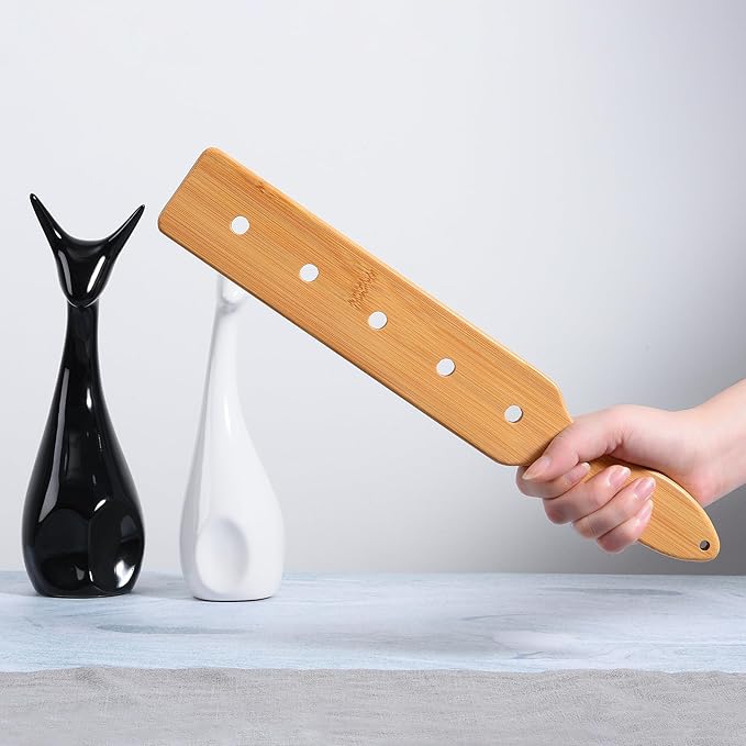 Bamboo Wood Paddle, 14 Inch Wooden Paddle with Airflow Holes-StrideForce Fitness