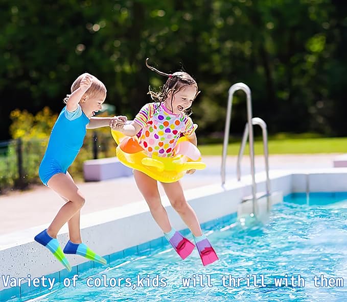 Kids Swim Fins,Short Comfortable Flippers for Lap Swimming and Training for Child,Girls,Boys,Beginners-StrideForce Fitness